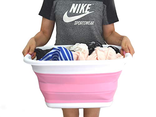 SAMMART Set of 2-21L(5.5 gallon) Collapsible Laundry Basket/Tub-Foldable Storage Container-Portable Washing Bin - Space Saving Hamper, Water capacity: 17L (4.4 gallon)