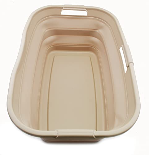 SAMMART 44L (11.6 gallon) Collapsible Plastic Laundry Basket - Foldable Pop Up Storage Container/Organizer - Portable Washing Tub - Space Saving Hamper/Basket, Water Capacity: 35L (9.2 gallon)