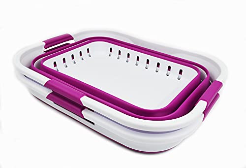 SAMMART Set of 2-30L (8 gallon) Collapsible Plastic Laundry Basket - Foldable Pop Up Storage Container/Organizer - Portable Washing Tub - Space Saving Hamper/Basket