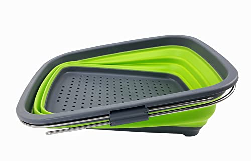 SAMMART 8L (2.11 Gallons) Expandable & Collapsible Dish Drainer - Foldable Drying Rack - Portable Dinnerware Organizer - Space Saving