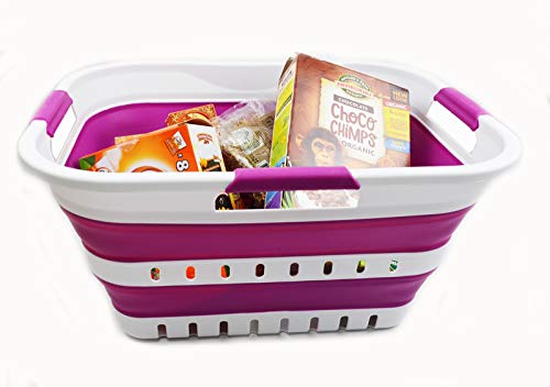 SAMMART Set of 2-30L (8 gallon) Collapsible Plastic Laundry Basket - Foldable Pop Up Storage Container/Organizer - Portable Washing Tub - Space Saving Hamper/Basket