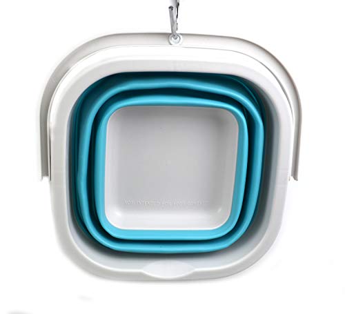 SAMMART 2.6L (0.68 Gallon) Super Mini Sqare Collapsible Plastic Bucket - Foldable Square Tub - Portable Fishing Water Pail - Space Saving Outdoor Waterpot