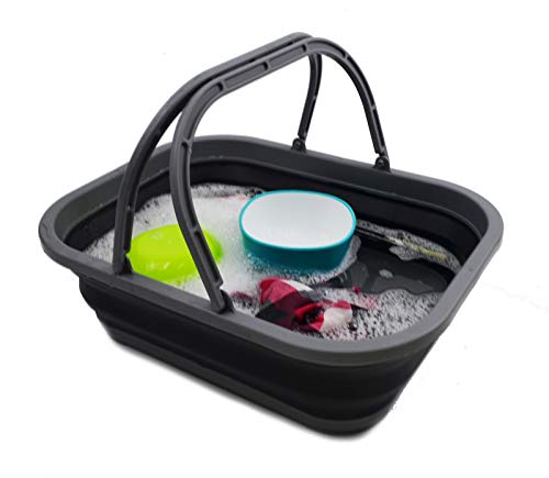 SAMMART 12L (3.17 Gallon) Collapsible Tub with Handle - Portable Outdoor Picnic Basket/Crater - Foldable Shopping Bag - Space Saving Storage Container