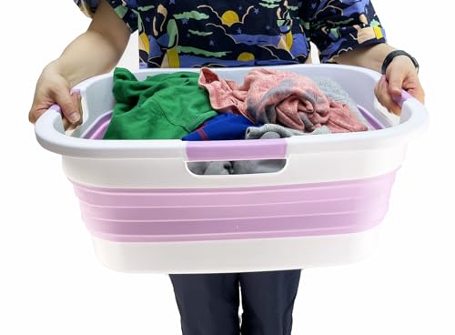 SAMMART 30L (7.9 gallon) Collapsible Plastic Laundry Basket - Foldable Pop Up Storage Container/Organizer - Portable Washing Tub - Space Saving Hamper/Basket