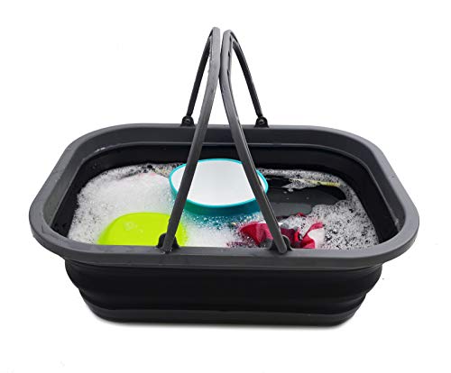 SAMMART 12L (3.17 Gallon) Collapsible Tub with Handle - Portable Outdoor Picnic Basket/Crater - Foldable Shopping Bag - Space Saving Storage Container