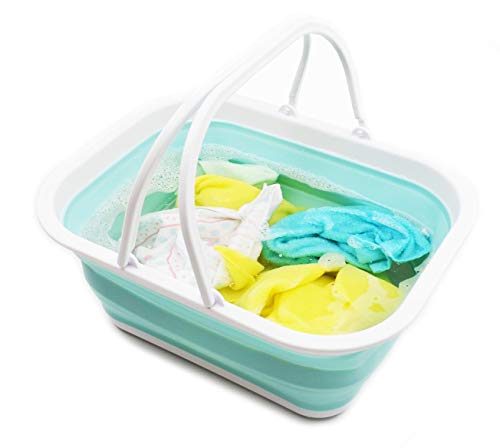 SAMMART 15.5L (4.1 Gallons) Collapsible Tub with Handle - Portable Outdoor Picnic Basket/Crater - Foldable Shopping Bag - Space Saving Storage Container