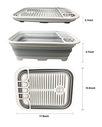 SAMMART 12L (3.17 Gallon) Collapsible Dish Drainer with Swivel spout - Foldable Drying Rack Set - Portable Dinnerware Organizer - Space Saving Kitchen Storage Tray