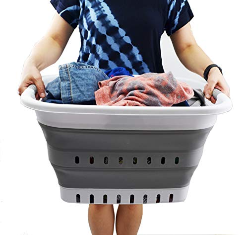 SAMMART 37L (9.77 gallon) Collapsible Plastic Laundry Basket - Foldable Pop Up Storage Container/Organizer - Portable Washing Tub - Space Saving Hamper/Basket
