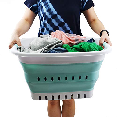 SAMMART 37L (9.77 gallon) Collapsible Plastic Laundry Basket - Foldable Pop Up Storage Container/Organizer - Space Saving Hamper/Basket