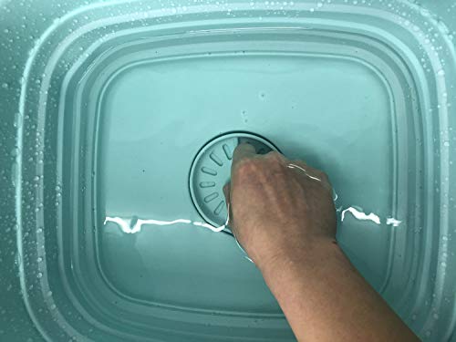 SAMMART 9.1L (2.4Gallon) Collapsible Dishpan with Draining Plug - Foldable Washing Basin - Portable Dish Washing Tub - Space Saving Kitchen Storage Tray