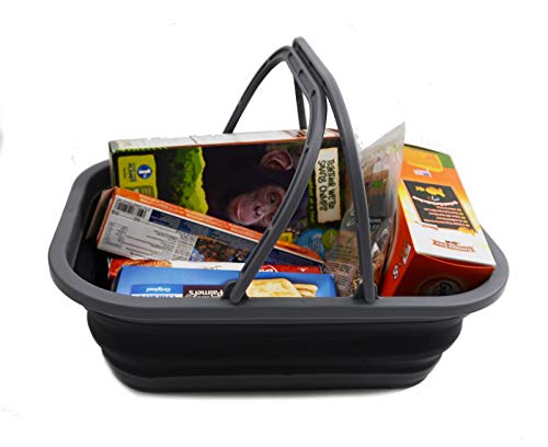 SAMMART 12L (3.17 Gallon) Collapsible Tub with Handle - Portable Outdoor Picnic Basket/Crater - Foldable Shopping Bag - Space Saving Storage Container