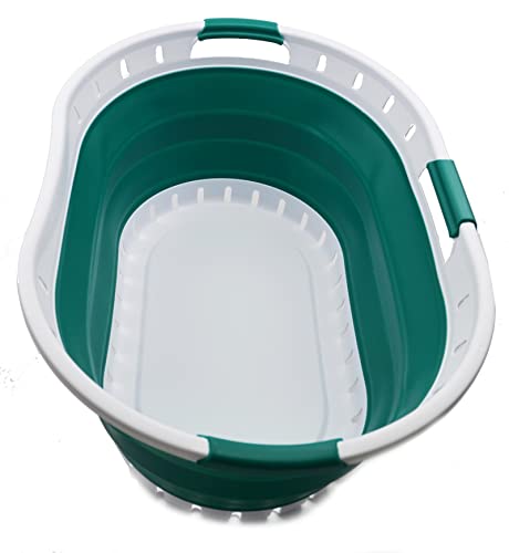 SAMMART 44L (11.6 gallon) Collapsible Plastic Laundry Basket - Foldable Pop Up Storage Container/Organizer - Portable Washing Tub - Space Saving Hamper/Basket