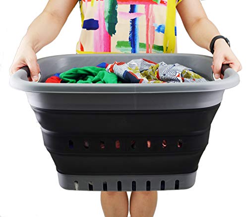 SAMMART 37L (9.77 gallon) Collapsible Plastic Laundry Basket - Foldable Pop Up Storage Container/Organizer - Space Saving Hamper/Basket