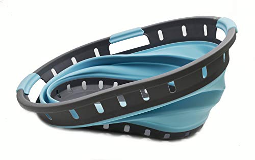 SAMMART 36L (9.5 gallon) Collapsible 3 handled Plastic Laundry Basket - Portable Oval Basket - Foldable Storage Container/Organizer - Space Saving Laundry Hamper