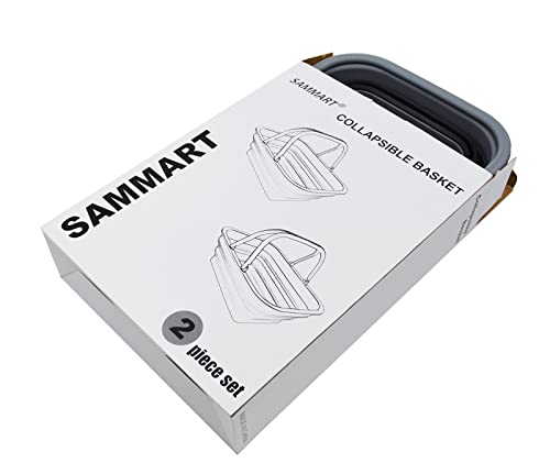 SAMMART 9.2L (2.37Gallon) Collapsible Tub with Handle 2 pcs Box Set - Portable Outdoor Picnic Basket - Foldable Shopping Bag - Space Saving Storage Container