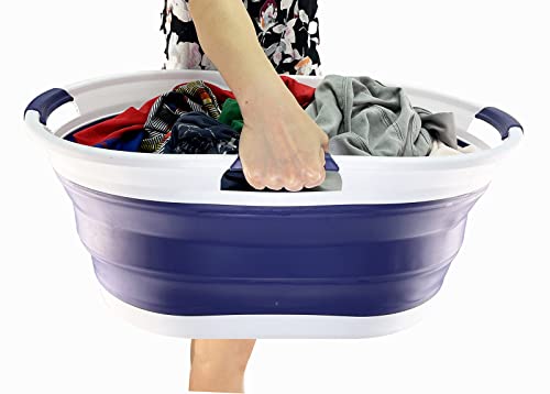 SAMMART 44L (11.6 Gallon) Collapsible Plastic Laundry Basket - Foldable Pop Up Storage Container/Organizer - Portable Washing Tub - Space Saving Hamper/Basket - Water Capacity: 35L(9.2 Gallon)