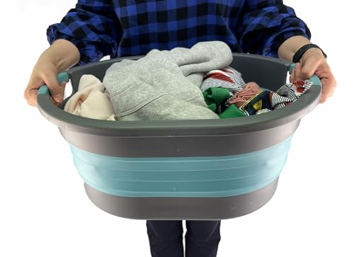 SAMMART 23L (6 gallon) Collapsible Plastic Laundry Basket - Foldable Pop Up Storage Container/Organizer - Portable Washing Tub - Space Saving Hamper/Basket