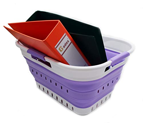 SAMMART 19L (5 Gallon) Collapsible Super Mini 3 Handled Plastic Laundry Basket - Foldable Pop Up Storage Container/Organizer - Space Saving Hamper/Basket