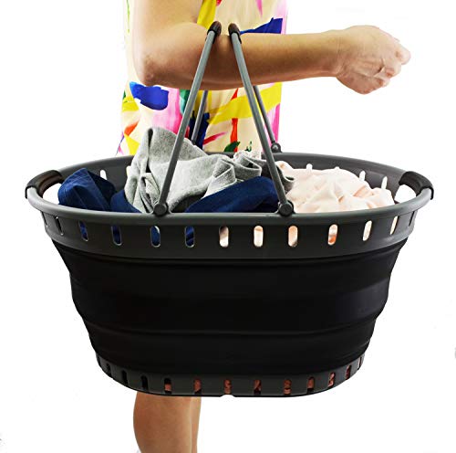 SAMMART 25L (6.6 gallon) Collapsible Plastic Laundry Basket - Foldable Pop Up Storage Container/Organizer - Portable Shopping Basket - Space Saving Hamper/Tub