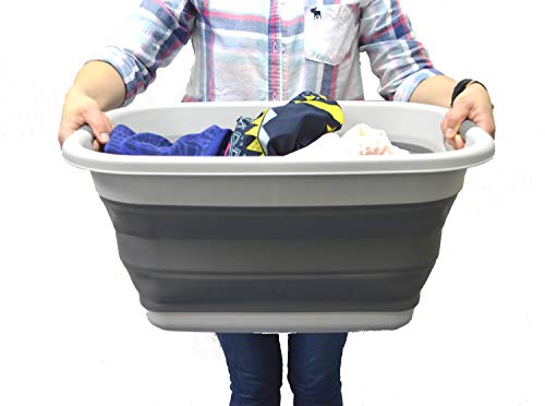 SAMMART 31L (8.1 gallon) Collapsible Plastic Laundry Basket-Pop Up Storage Container - Portable Washing Tub - Space Saving Hamper/Basket, Water capacity: 23L (6 gallon)