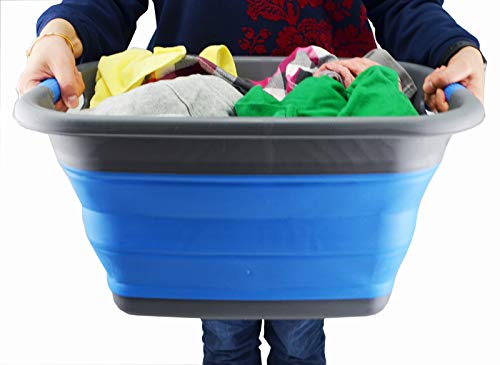 SAMMART Set of 2-21L(5.5 gallon) Collapsible Laundry Basket/Tub-Foldable Storage Container-Portable Washing Bin - Space Saving Hamper, Water capacity: 17L (4.4 gallon)