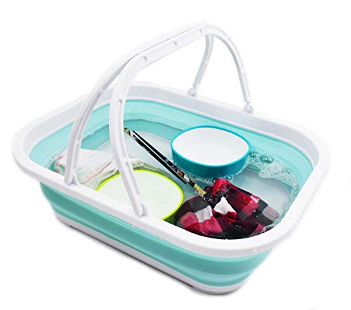 SAMMART 12L (3.17 Gallon) Collapsible Tub with Handle - Portable Outdoor Picnic Basket/Crater - Foldable Shopping Bag - Space Saving Storage Container
