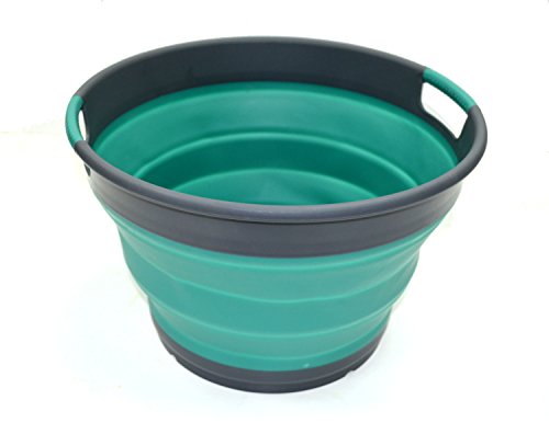 SAMMART 13L(3.4 gallon) Collapsible Round Tub-Foldable Storage Container/Organizer-Portable Washing Bin-Space Saving Laundry Hamper/Basket-Collapsible Washing-up Bucket,Water capacity 10L(2.64 gallon)