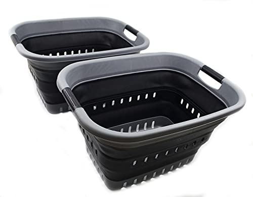 SAMMART 37L (9.77 gallon) Collapsible Plastic Laundry Basket - Foldable Pop Up Storage Container/Organizer - Portable Washing Tub - Space Saving Hamper/Basket