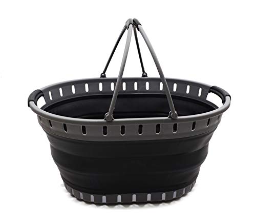 SAMMART 25L (6.6 gallon) Collapsible Plastic Laundry Basket - Foldable Pop Up Storage Container/Organizer - Portable Shopping Basket - Space Saving Hamper/Tub
