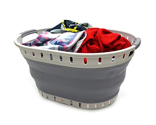 SAMMART 25L (6.6 gallon) Collapsible Plastic Laundry Basket - Foldable Pop Up Storage Container/Organizer - Portable Shopping Basket - Space Saving Hamper