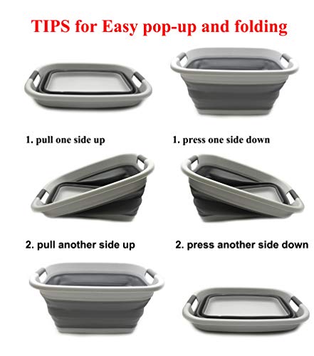 SAMMART 31L (8.1 gallon) Collapsible Plastic Laundry Basket-Pop Up Storage Container - Portable Washing Tub - Space Saving Hamper/Basket, Water capacity: 23L (6 gallon)