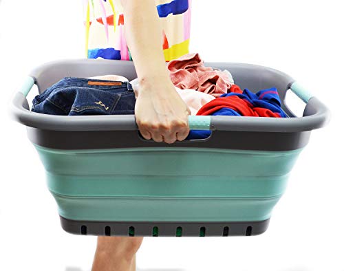 SAMMART 41L (10.8 gallon) Collapsible Plastic Laundry Basket - Foldable Pop Up Storage Container/Organizer - Portable Washing Tub - Space Saving Hamper/Basket