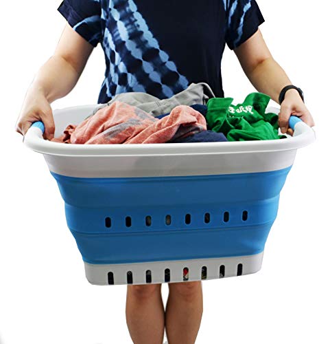SAMMART 37L (9.77 gallon) Collapsible Plastic Laundry Basket - Foldable Pop Up Storage Container/Organizer - Space Saving Hamper/Basket