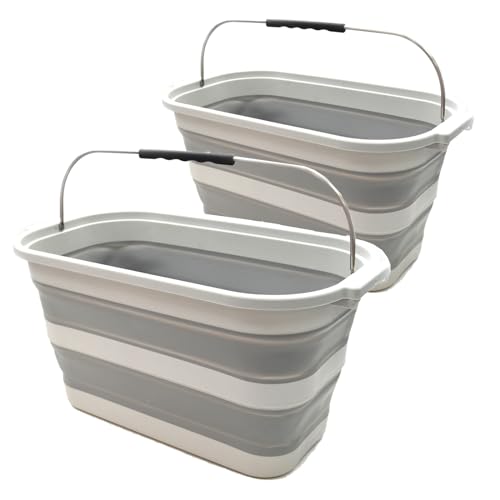 SAMMART Set of 2-23.8L (6.2Gallon) Collapsible Rectangular Handy Basket/Bucket