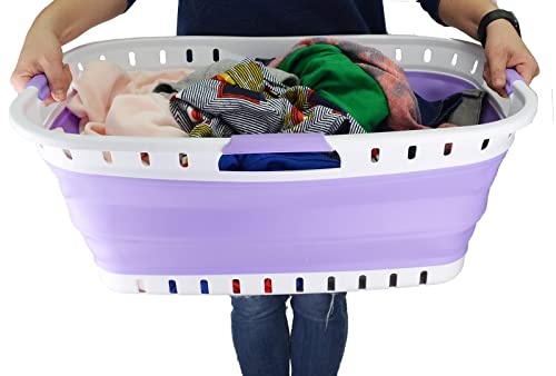 SAMMART 44L (11.62 gallon) Collapsible Plastic Laundry Basket - Foldable Pop Up Storage Container/Organizer - Portable Washing Tub - Space Saving Hamper/Basket
