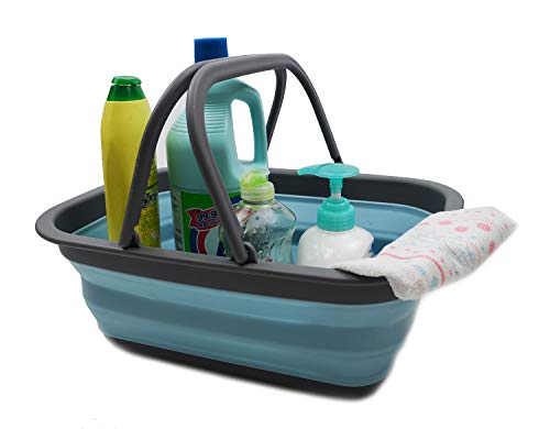 SAMMART SAMMART 9.2L (2.37Gallon) Collapsible Tub with Handle - Portable Outdoor Picnic Basket/Crater - Foldable Shopping Bag - Space Saving Storage Container