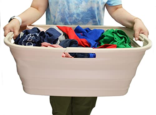 SAMMART 44L (11.6 gallon) Collapsible Plastic Laundry Basket - Foldable Pop Up Storage Container/Organizer - Portable Washing Tub - Space Saving Hamper/Basket, Water Capacity: 35L (9.2 gallon)
