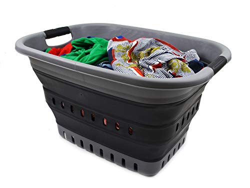 SAMMART 37L (9.77 gallon) Collapsible Plastic Laundry Basket - Foldable Pop Up Storage Container/Organizer - Portable Washing Tub - Space Saving Hamper/Basket