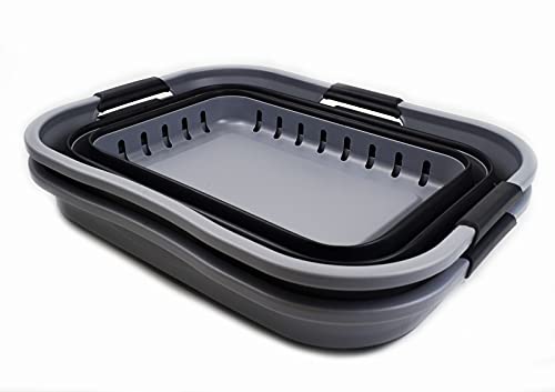 SAMMART Set of 2-30L (8 gallon) Collapsible Plastic Laundry Basket - Foldable Pop Up Storage Container/Organizer - Portable Washing Tub - Space Saving Hamper/Basket