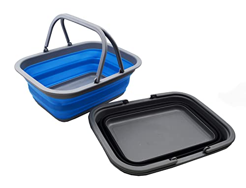 SAMMART SAMMART 9.2L (2.37Gallon) Collapsible Tub with Handle - Portable Outdoor Picnic Basket/Crater - Foldable Shopping Bag - Space Saving Storage Container