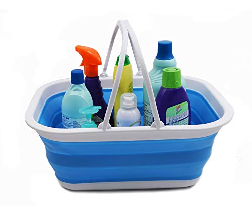 SAMMART 15.5L (4.1 Gallons) Collapsible Tub with Handle - Portable Outdoor Picnic Basket/Crater - Foldable Shopping Bag - Space Saving Storage Container