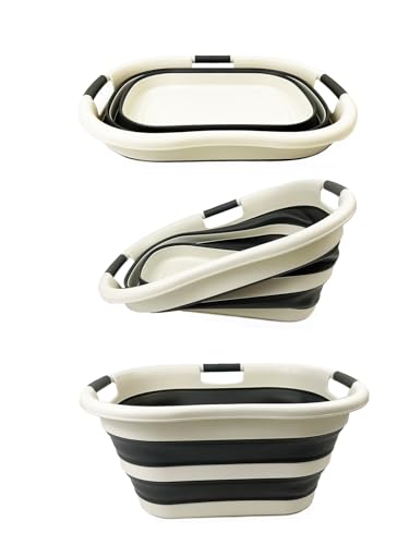 SAMMART 40L (10.5 gallon) Collapsible Plastic Laundry Basket - Foldable Storage Container- Portable Washing Tub - Space Saving Hamper