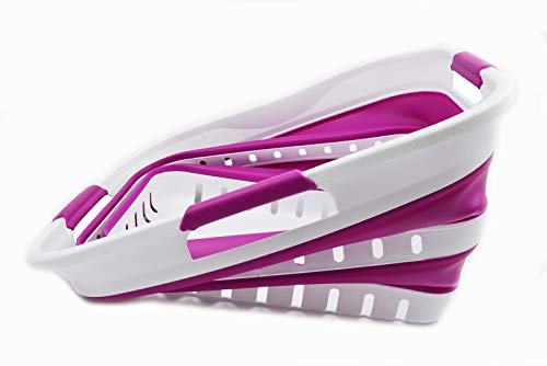 SAMMART 30L (8 gallon) Collapsible 3 Handled Plastic Laundry Basket - Foldable Pop Up Storage Container/Organizer - Portable Washing Tub - Space Saving Hamper/Basket