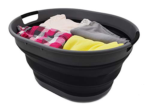 SAMMART 25L(6.6 gallon) Collapsible Oval Laundry Basket-Foldable Storage Container/Organizer-Portable Washing Tub-Space Saving Hamper-Pet Bath Tub, Water capacity 20L(5.28 gallon)