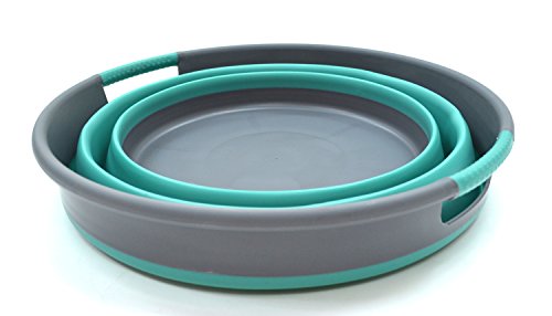 SAMMART 13L(3.4 gallon) Collapsible Round Tub-Foldable Storage Container/Organizer-Portable Washing Bin-Space Saving Laundry Hamper/Basket-Collapsible Washing-up Bucket,Water capacity 10L(2.64 gallon)