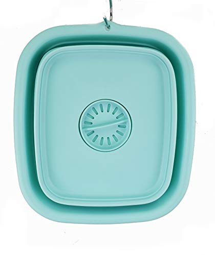 SAMMART 9.1L (2.4Gallon) Collapsible Dishpan with Draining Plug - Foldable Washing Basin - Portable Dish Washing Tub - Space Saving Kitchen Storage Tray