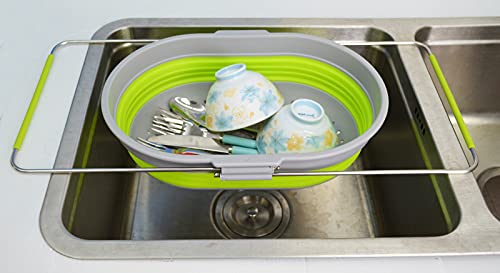 SAMMART 5L (1.3 gallon) Expandable & Collapsible Over The Sink Rectangular Colander