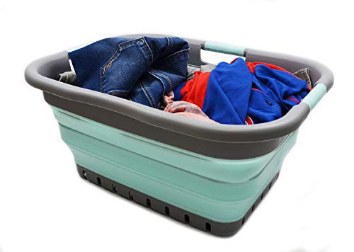 SAMMART 41L (10.8 gallon) Collapsible Plastic Laundry Basket - Foldable Pop Up Storage Container/Organizer - Portable Washing Tub - Space Saving Hamper/Basket