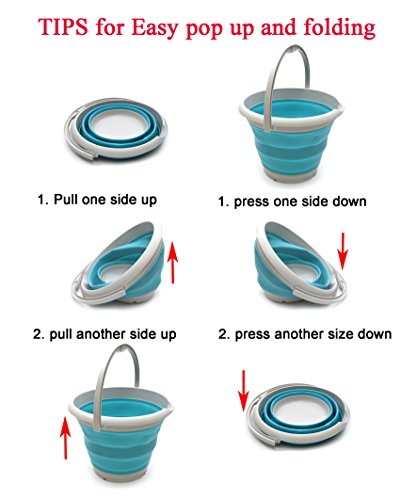 SAMMART 10L (2.6 Gallon) Collapsible Plastic Bucket - Foldable Round Tub - Portable Fishing Water Pail - Space Saving Outdoor Waterpot, Size 33cm Dia