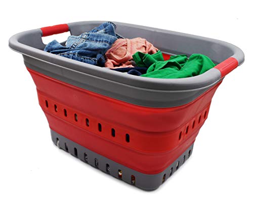 SAMMART 37L (9.77 gallon) Collapsible Plastic Laundry Basket - Foldable Pop Up Storage Container/Organizer - Space Saving Hamper/Basket